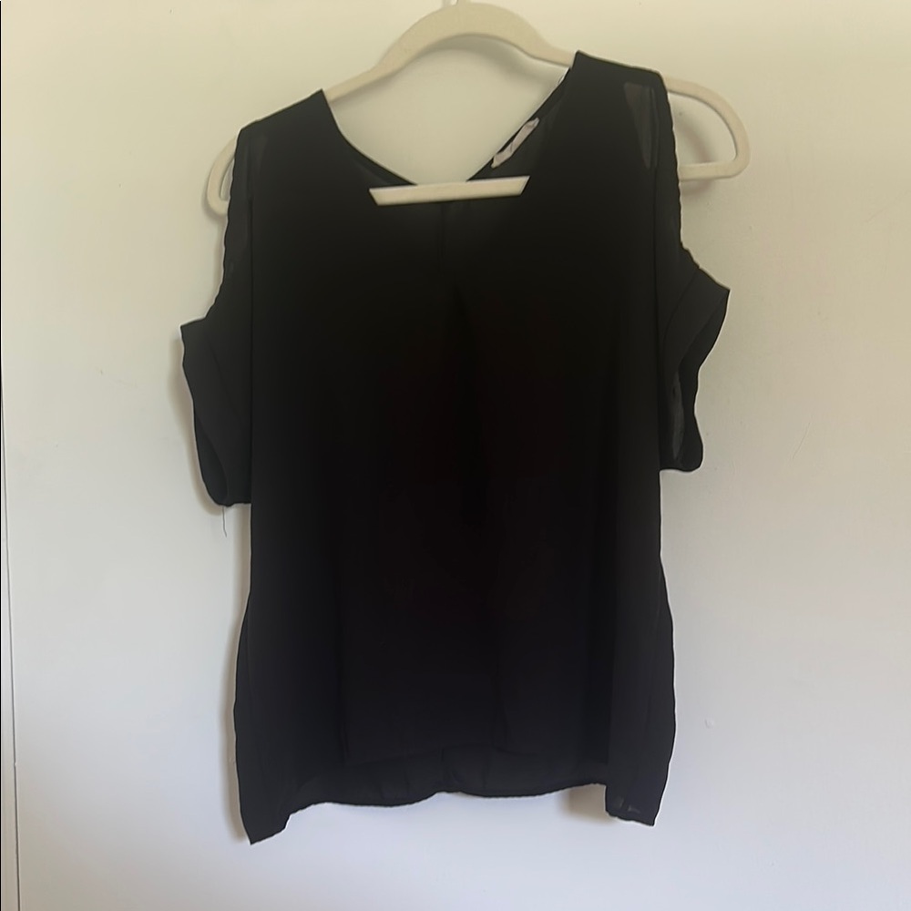 Lush Black Short Sleeve Cut Out Blouse
